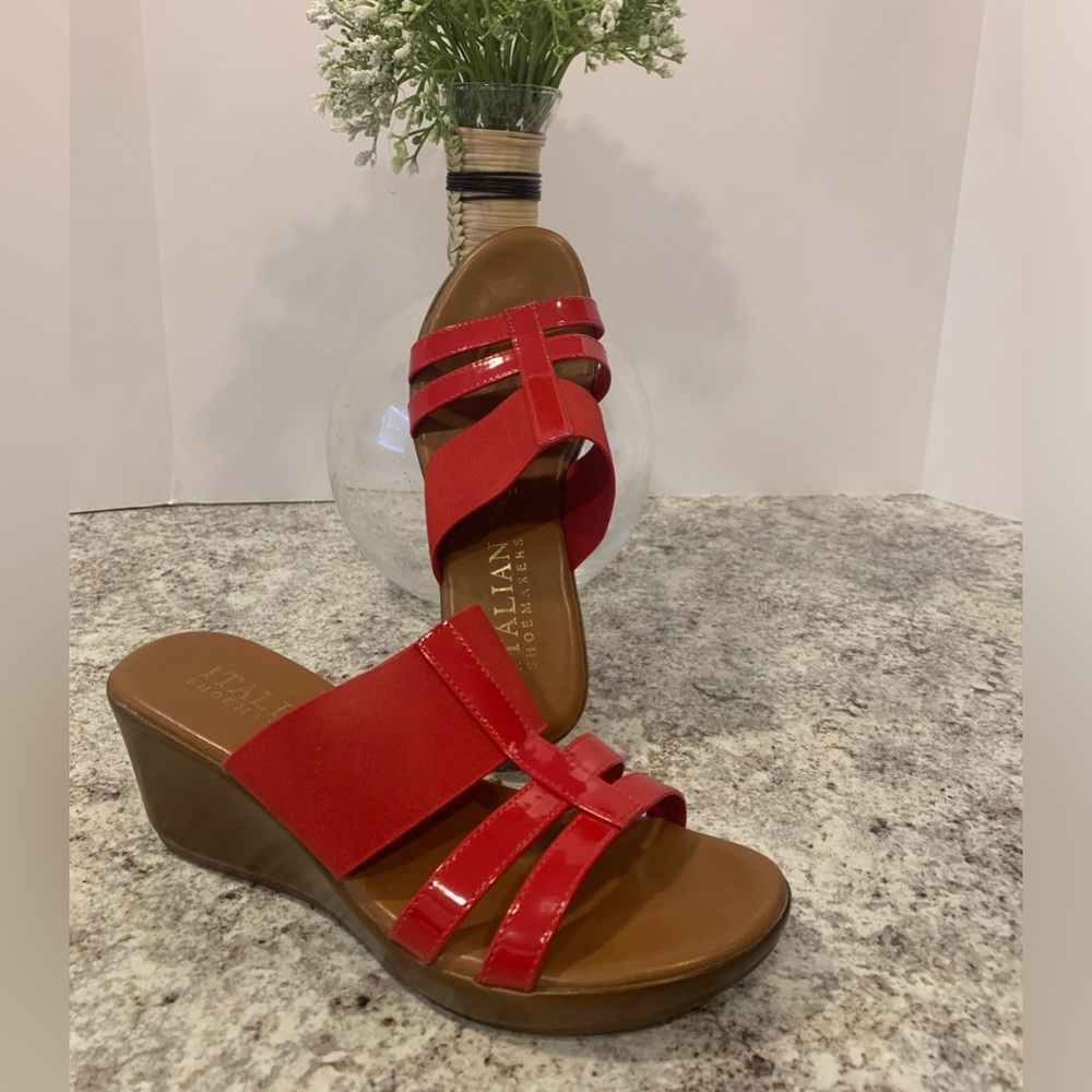 Italian Shoemakers Red Wedge Heels